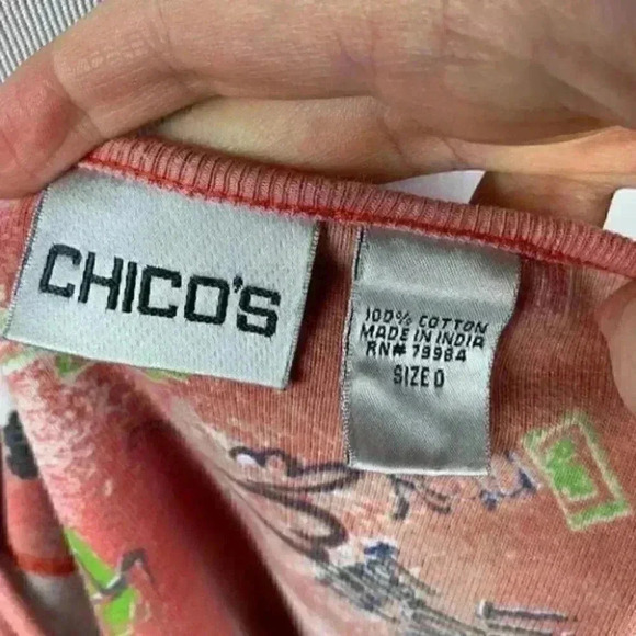 Chicos tank top sz 0 S 4 Orange green mixed media - Picture 7 of 8